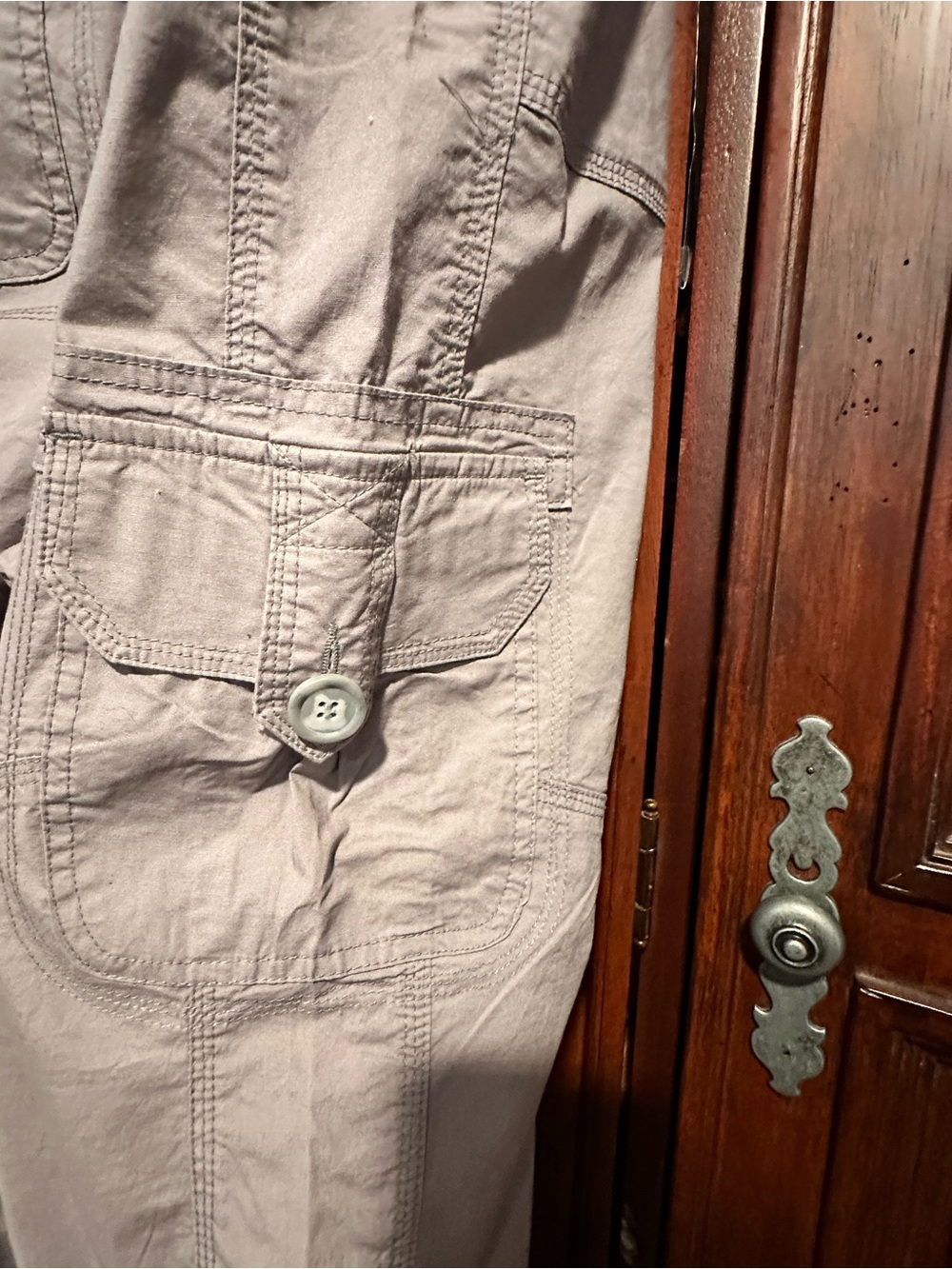 20 Lane Bryant Women’s Rhinestone Cargo Drawstring Pants Gray HEMMED TO 38 1/2" - Picture 6 of 8